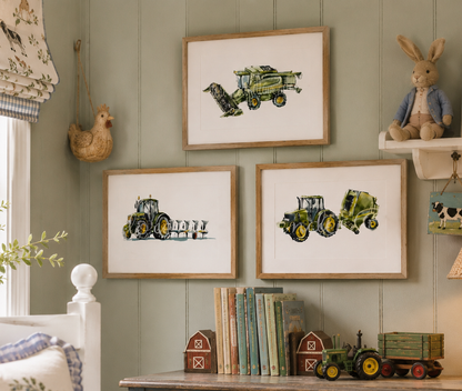 Trio of John Deere tractor prints