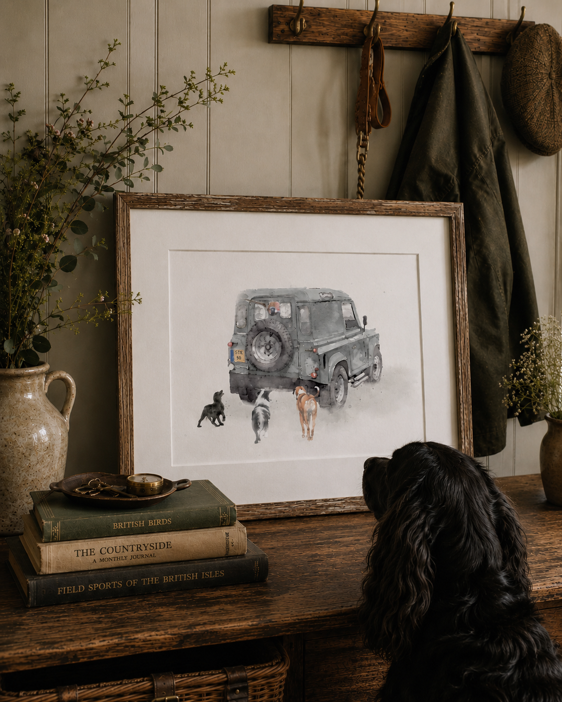Personalised - Defender & Dog print - Florence & Lavender