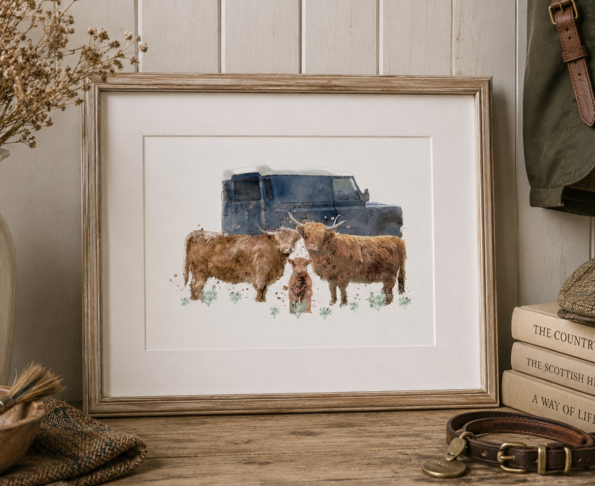 Landy & Highland Cow Print