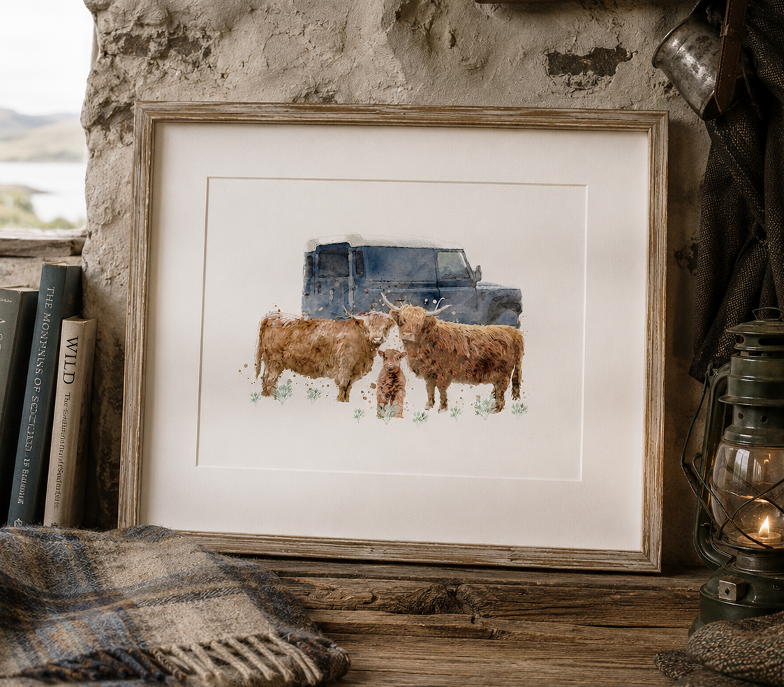 Landy & Highland Cow Print