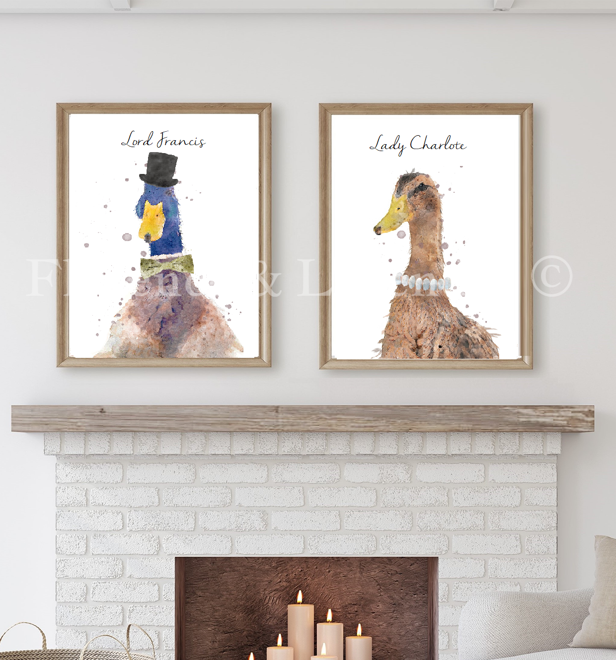 Personalised 'Lord & Lady' Duck Prints - Florence & Lavender