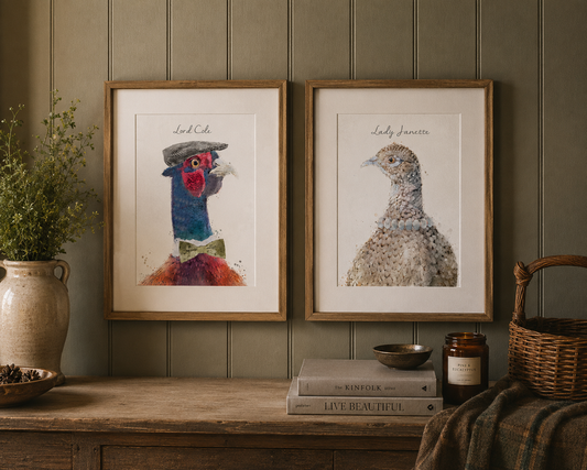 Personalised 'Lord & Lady' Pheasant Prints - Florence & Lavender