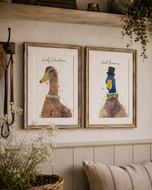 Personalised 'Lord & Lady' Duck Prints - Florence & Lavender