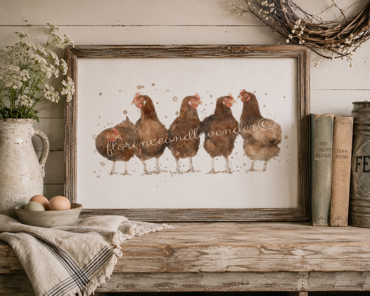'A Mothers Meeting' Chicken Print