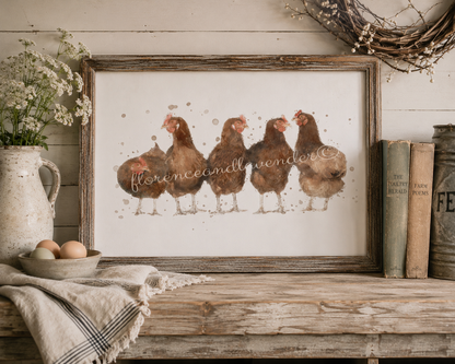 'A Mothers Meeting' Chicken Print