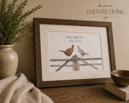 Personalised Pheasants On Country Gate - Florence & Lavender