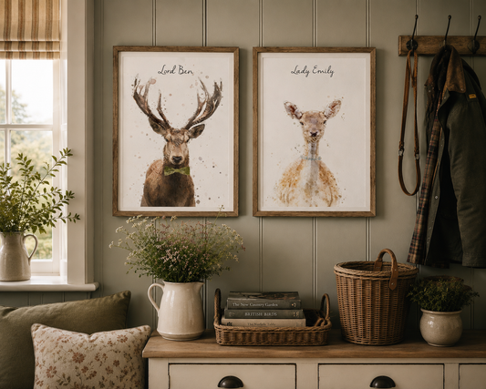 Personalised 'Lord & Lady' Stag & Doe Prints