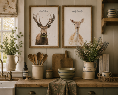 Personalised 'Lord & Lady' Stag & Doe Prints