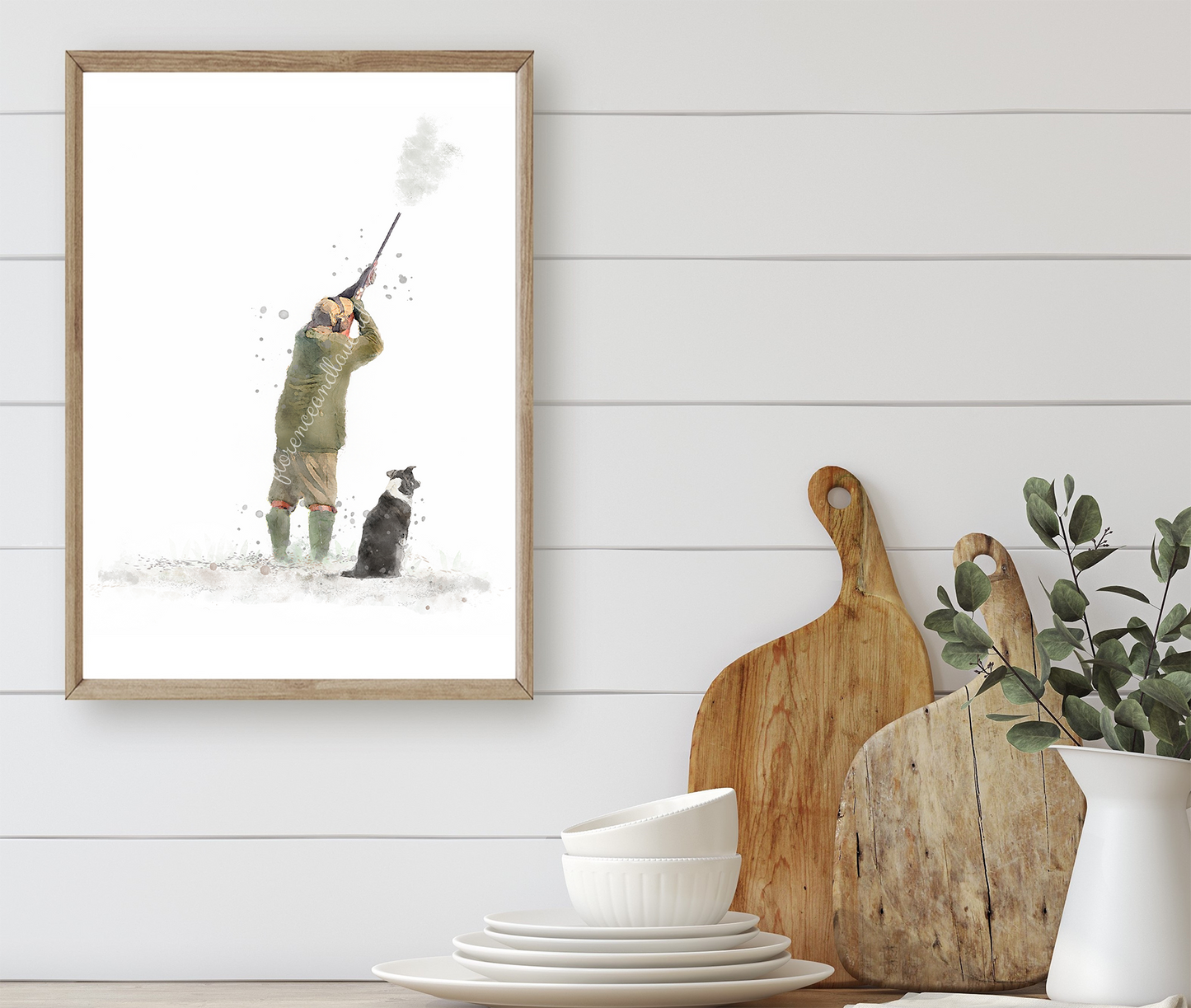 Personalised 'On The Peg'-Man & His Dog Print - Florence & Lavender