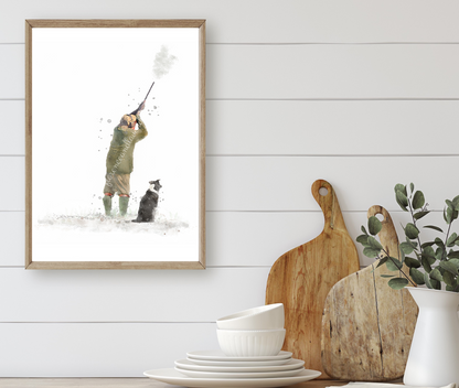 Personalised 'On The Peg'-Man & His Dog Print - Florence & Lavender