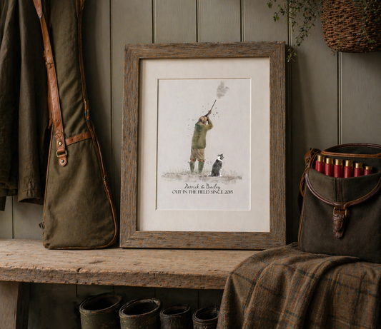 Personalised 'On The Peg'-Man & His Dog Print - Florence & Lavender