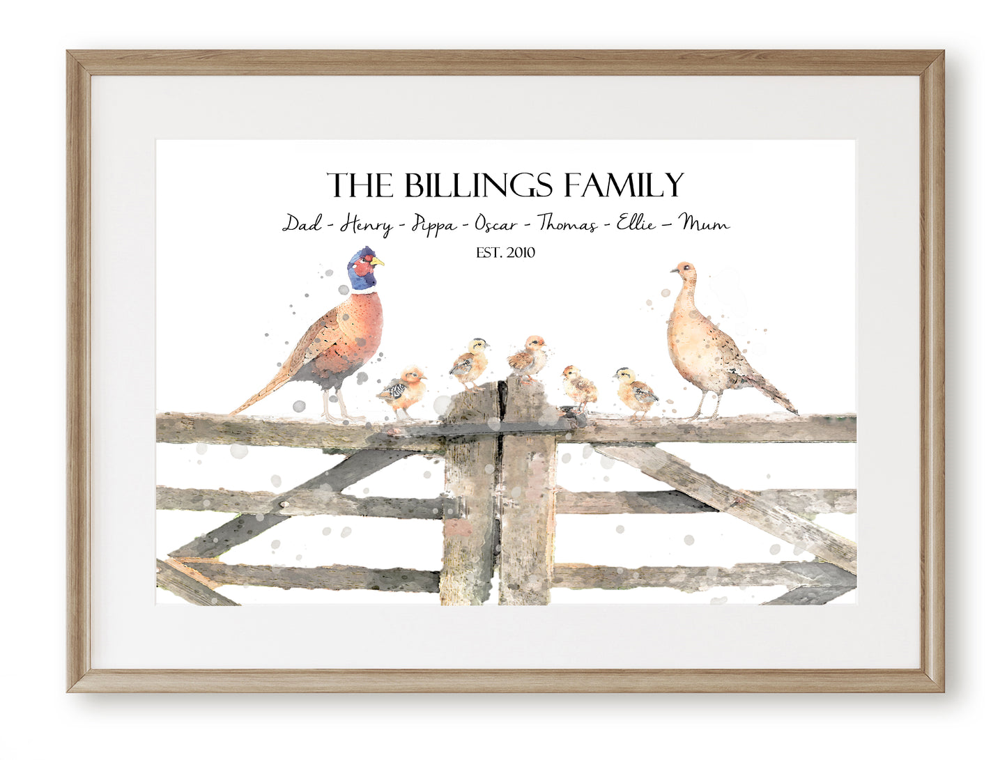Personalised Pheasant Family Print - Florence & Lavender