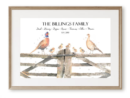 Personalised Pheasant Family Print - Florence & Lavender