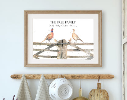 Personalised Pheasant Family Print - Florence & Lavender