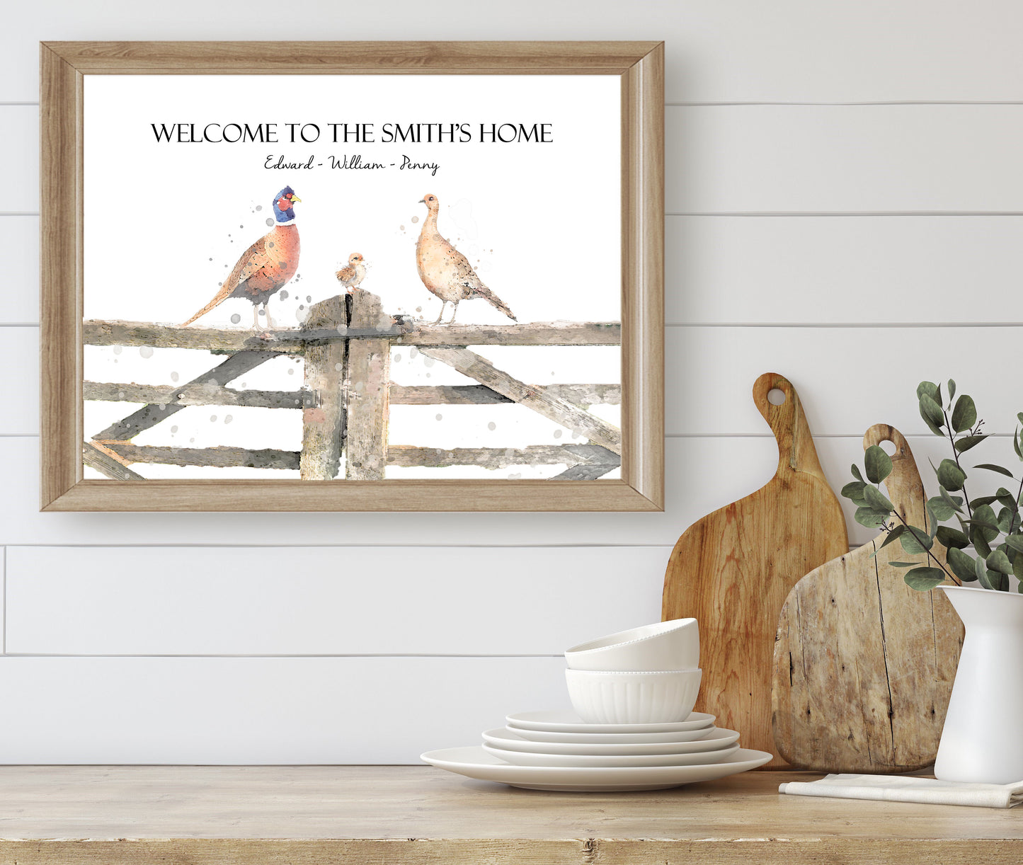 Personalised Pheasant Family Print - Florence & Lavender