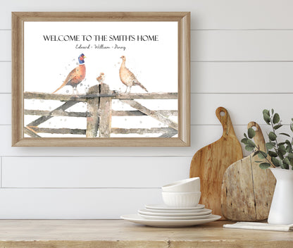 Personalised Pheasant Family Print - Florence & Lavender