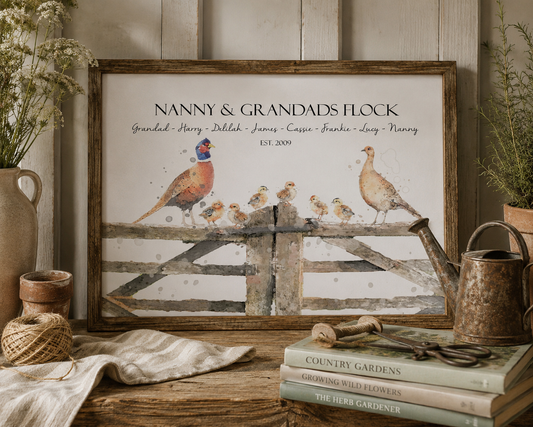 Personalised Pheasant Family Print - Florence & Lavender