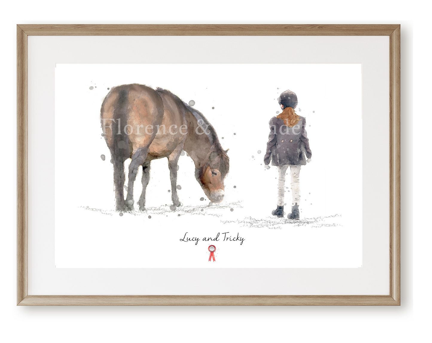 Personalised Child & Pony Print - Florence & Lavender