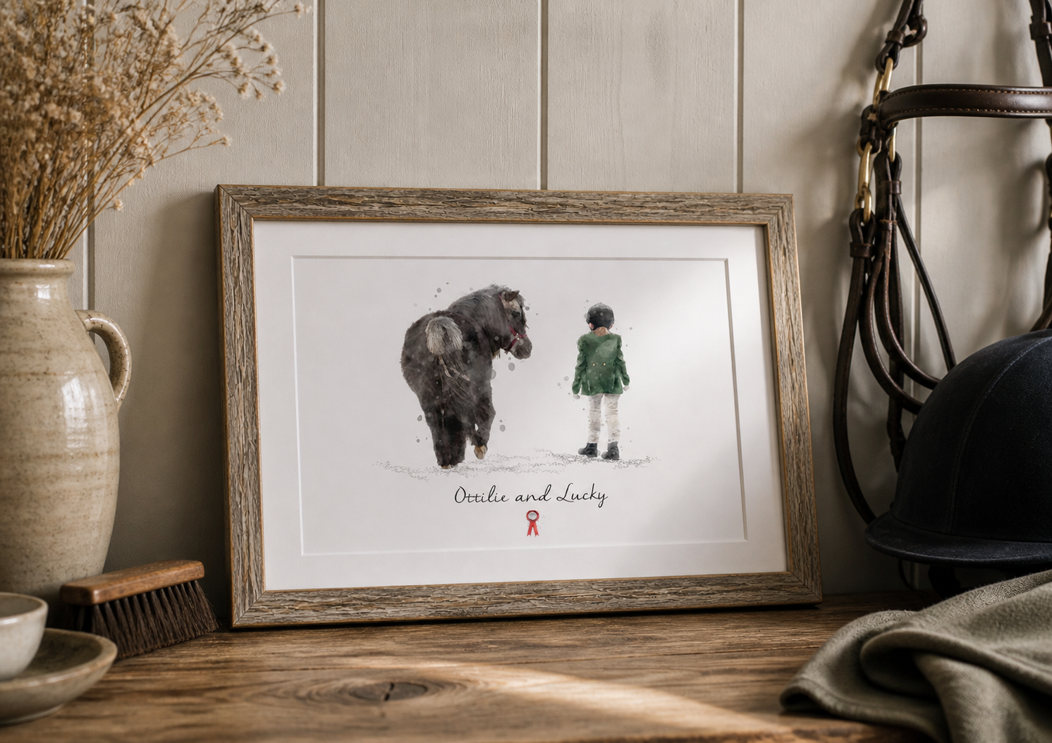 Personalised Child & Pony Print - Florence & Lavender