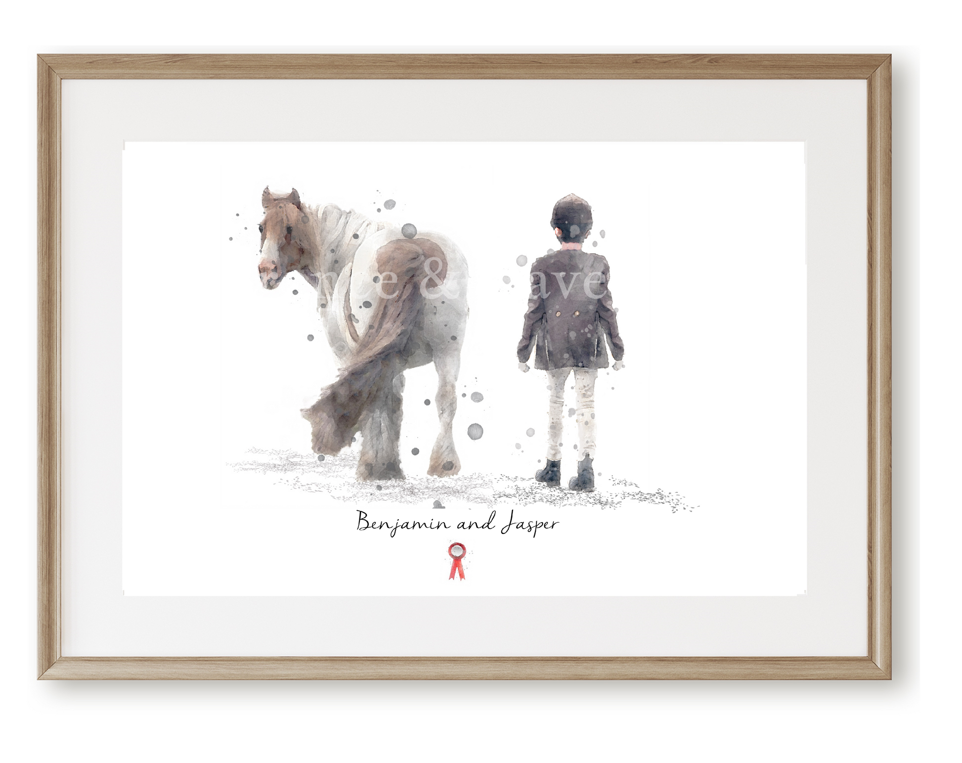 Personalised Child & Pony Print - Florence & Lavender