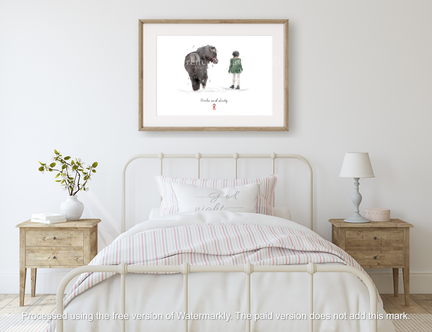 Personalised Child & Pony Print - Florence & Lavender