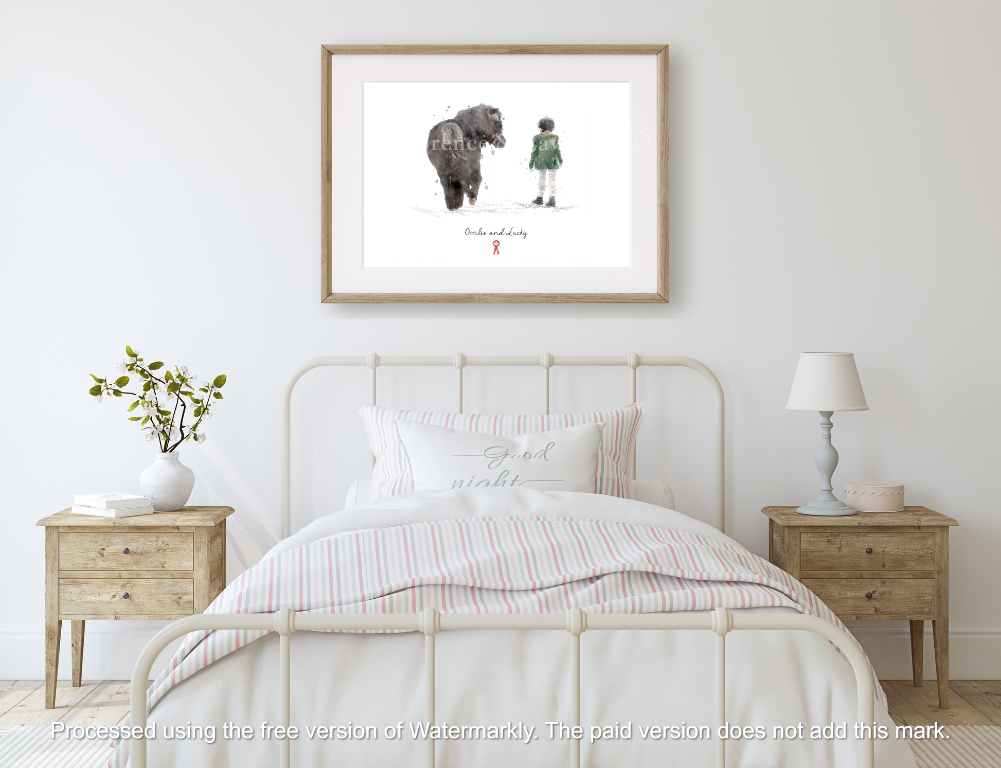 Personalised Child & Pony Print - Florence & Lavender