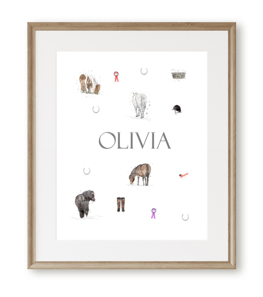 Personalised 'Pony' Print - Florence & Lavender