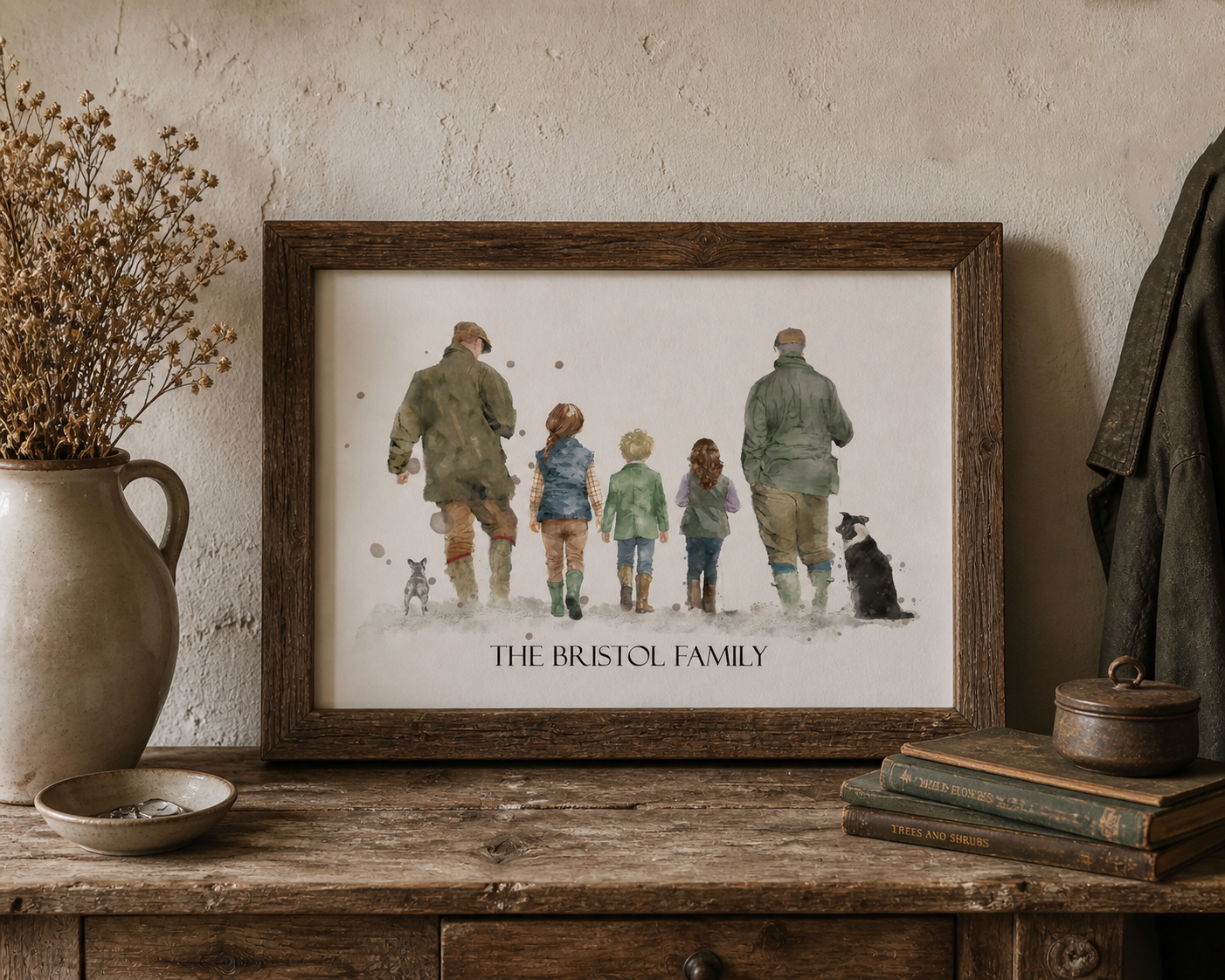 Personalised 'Country Walks' - Family Print - TWO MEN VERSION - Florence & Lavender