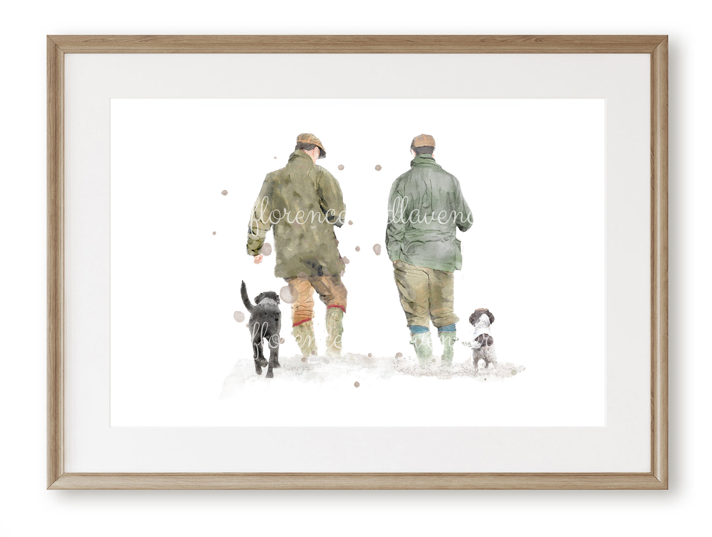 Personalised 'Soul Mates' - Couple & Dog Print - TWO MEN Version - Florence & Lavender