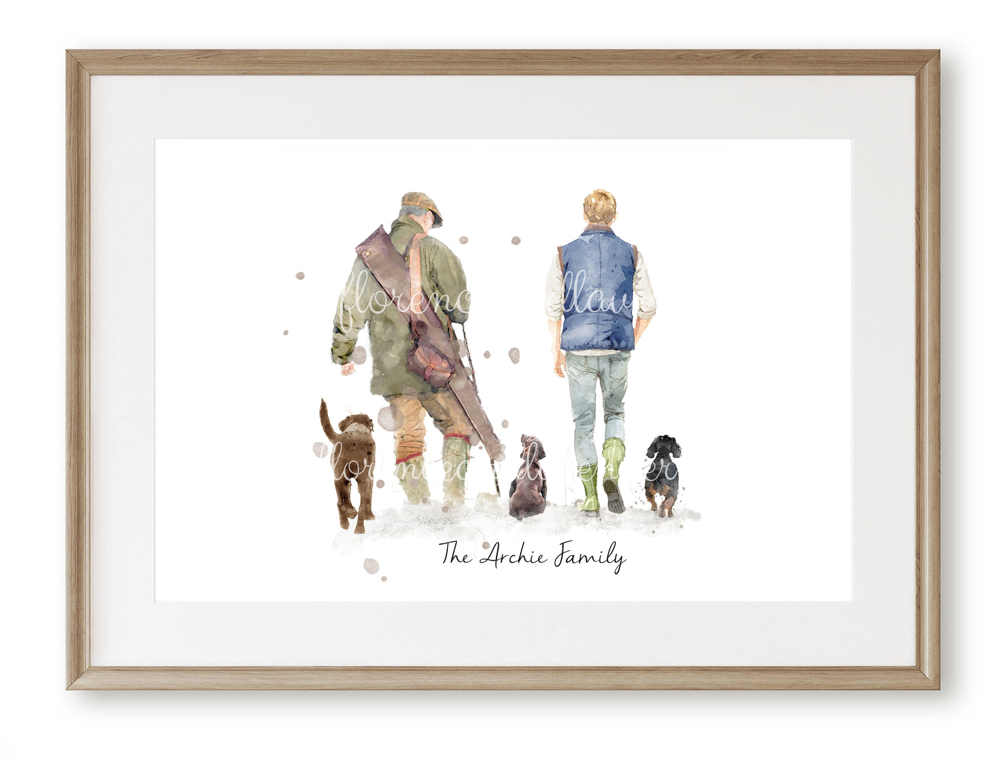 Personalised 'Soul Mates' - Couple & Dog Print - TWO MEN Version - Florence & Lavender