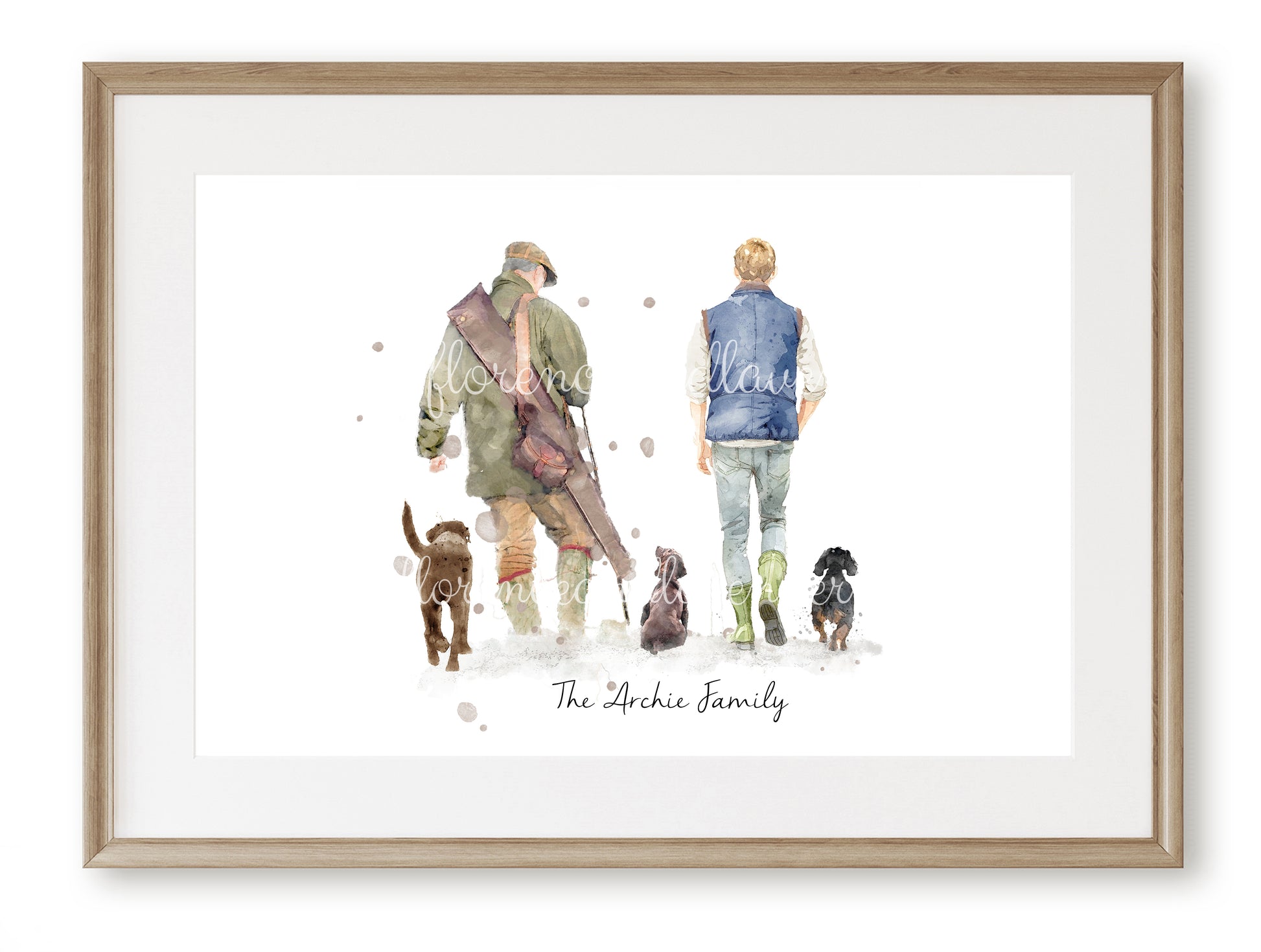 Personalised 'Soul Mates' - Couple & Dog Print - TWO MEN Version - Florence & Lavender