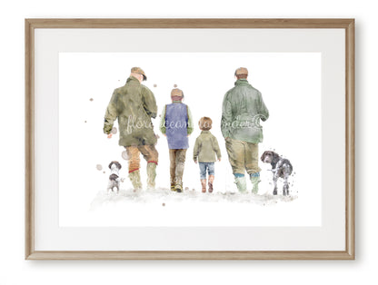 Personalised 'Country Walks' - Family Print - TWO MEN VERSION - Florence & Lavender