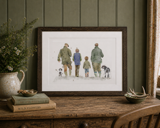 Personalised 'Country Walks' - Family Print - TWO MEN VERSION - Florence & Lavender