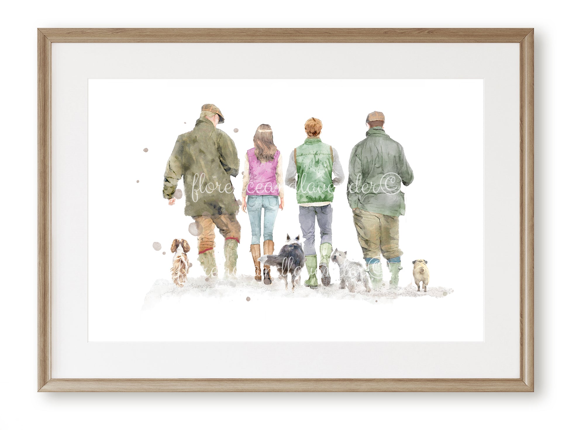 Personalised 'Country Walks' - Family Print - TWO MEN VERSION - Florence & Lavender