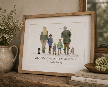 Personalised 'Country Walks' - Family Print - TWO FEMALE VERSION - Florence & Lavender