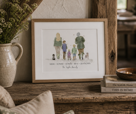 Personalised 'Country Walks' - Family Print - TWO FEMALE VERSION - Florence & Lavender