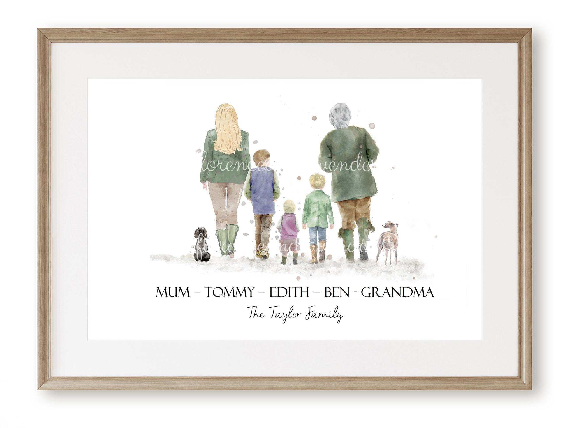 Personalised 'Country Walks' - Family Print - TWO FEMALE VERSION - Florence & Lavender