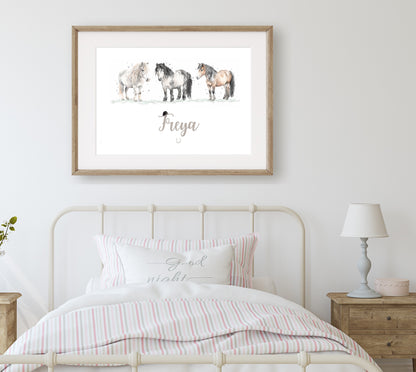 Personalised Shetland Pony Print - Florence & Lavender