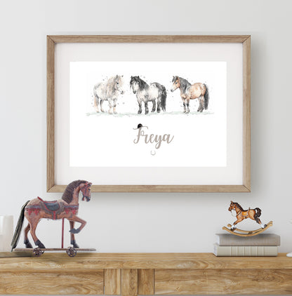 Personalised Shetland Pony Print - Florence & Lavender