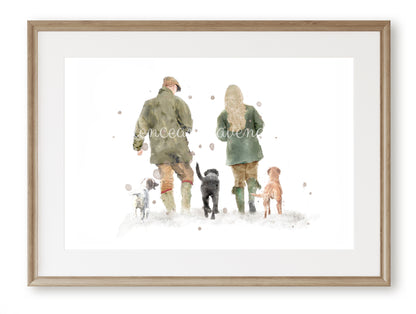 Personalised 'Soul Mates' - Couple & Dog Print - Florence & Lavender