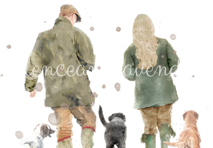 Personalised 'Soul Mates' - Couple & Dog Print - Florence & Lavender