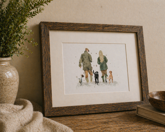 Personalised 'Soul Mates' - Couple & Dog Print - Florence & Lavender