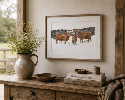 ''The Family'' Highland Cow Print - Florence & Lavender