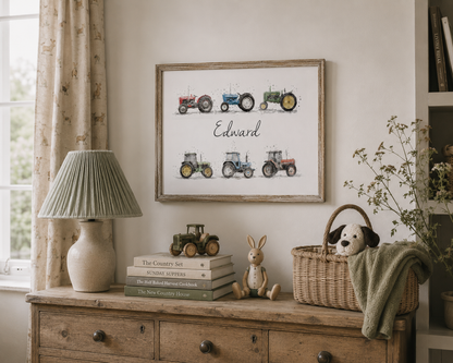 Personalised Children's Vintage Tractor Name Print