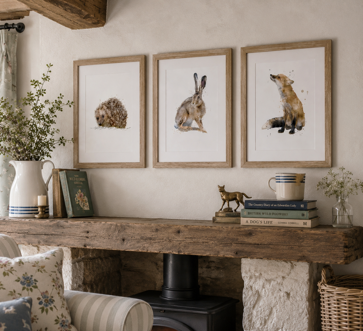 Trio Of Fine Art Woodland Animal Prints
