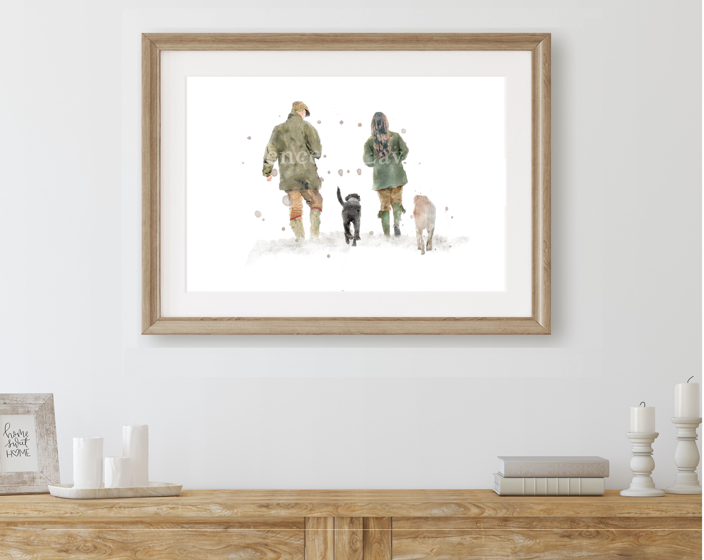 Personalised 'Soul Mates' - Couple & Dog Print - Florence & Lavender