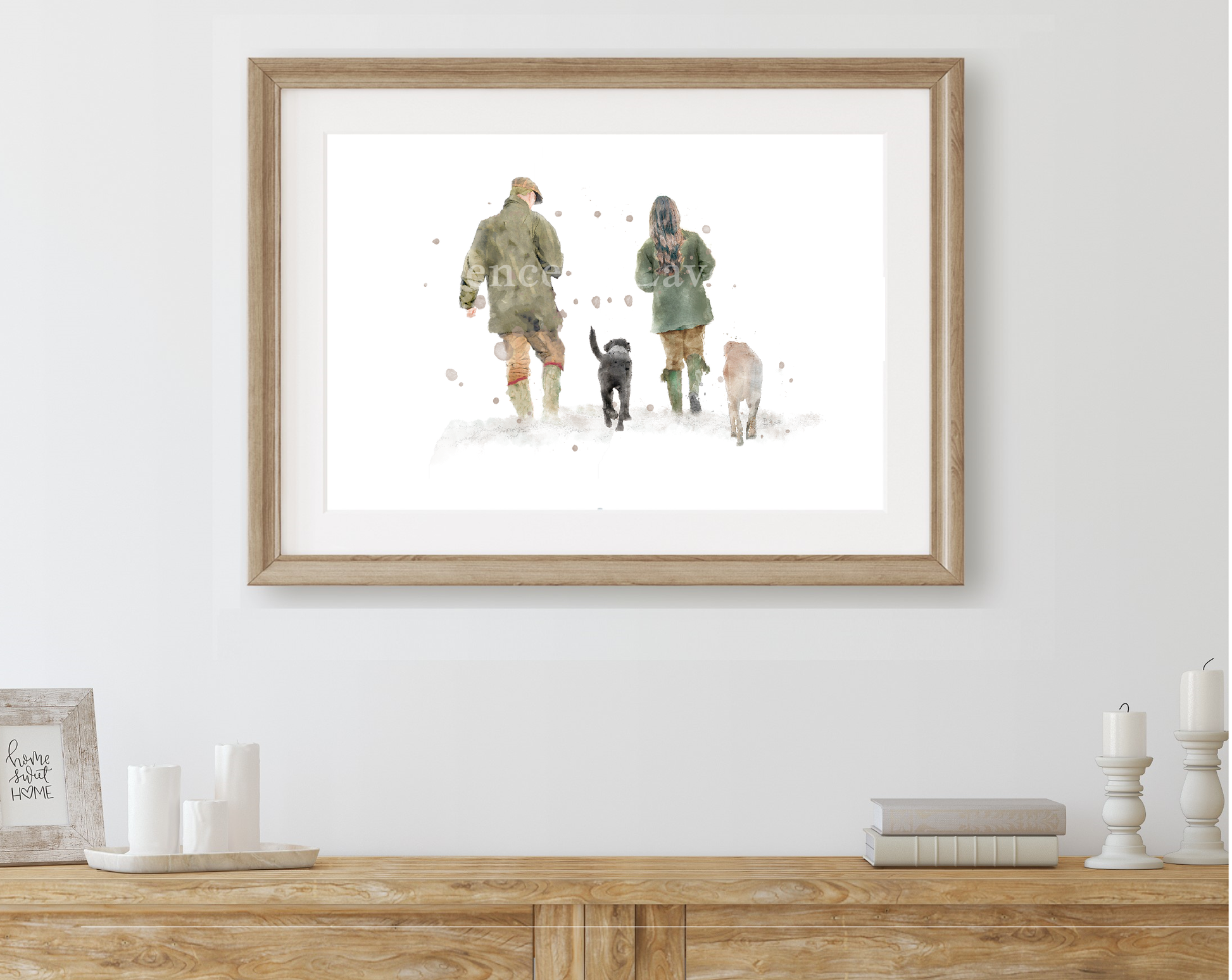 Personalised 'Soul Mates' - Couple & Dog Print - Florence & Lavender