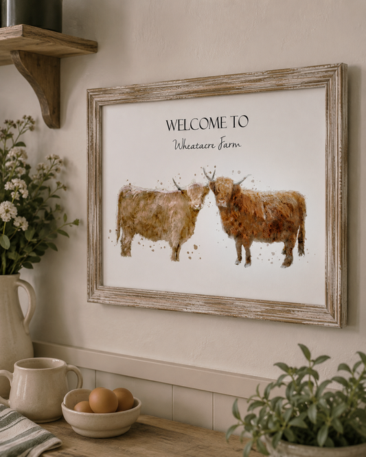 Personalised Highland Cow Print