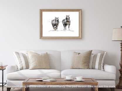 ''Work Mates''  Vintage Shire Horses - Florence & Lavender