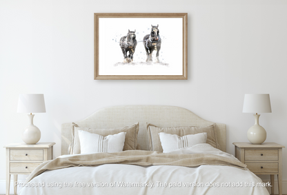 ''Work Mates''  Vintage Shire Horses - Florence & Lavender
